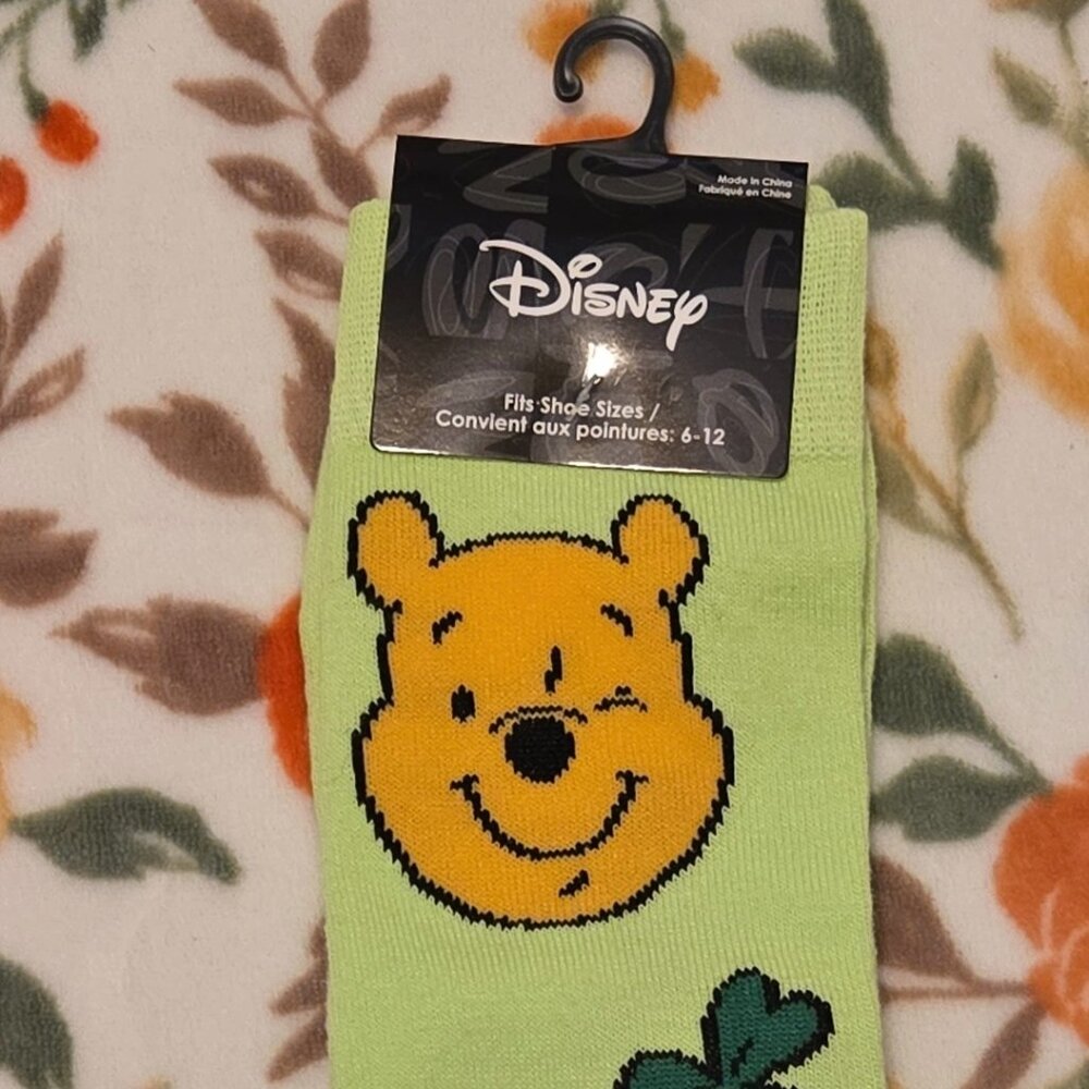 Disney, Winnie The Poo, St. Patrick's Day socks size 6-12 NWT